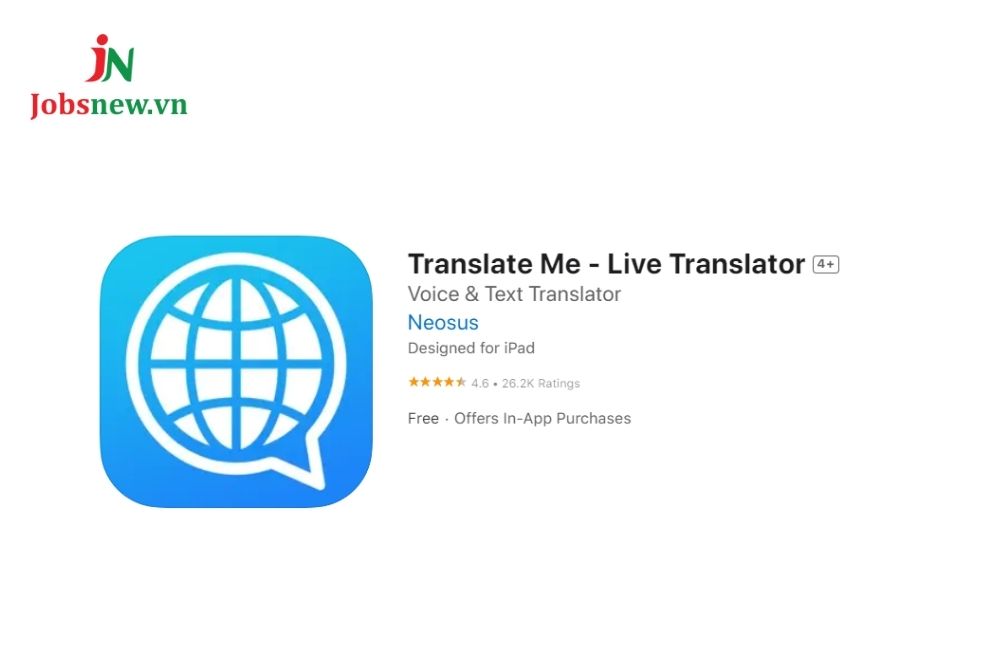 App phiên dịch trên điện thoại Translate Me