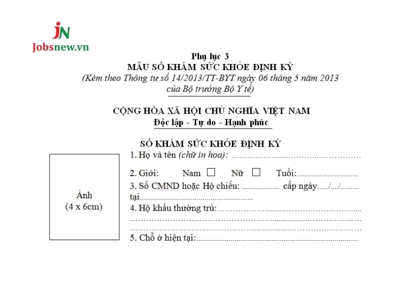 Giấy khám sức khỏe theo thông tư 14