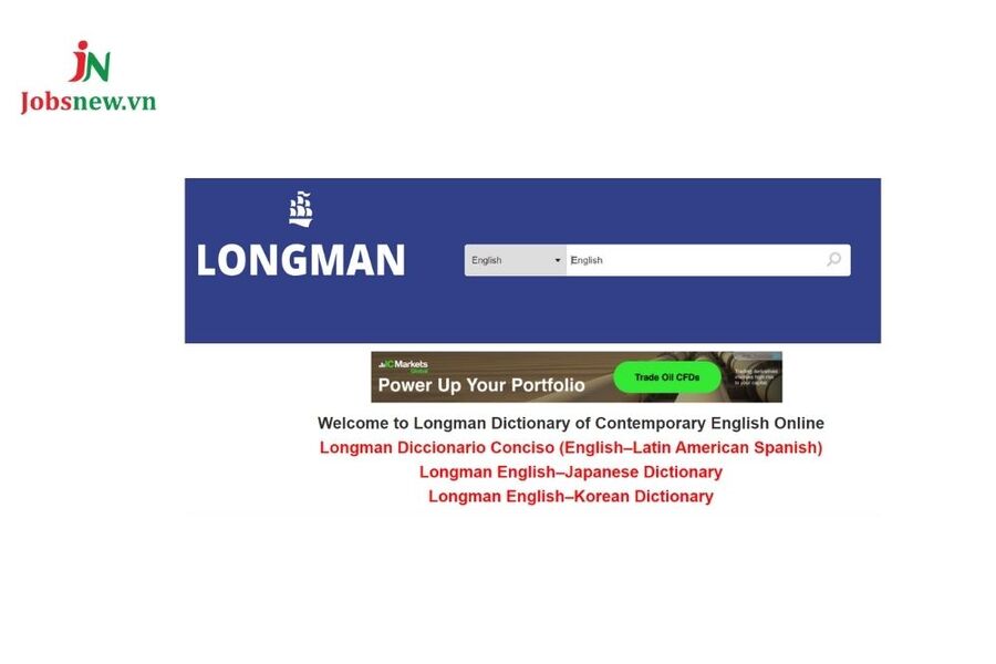 Trang web Longman Dictionary