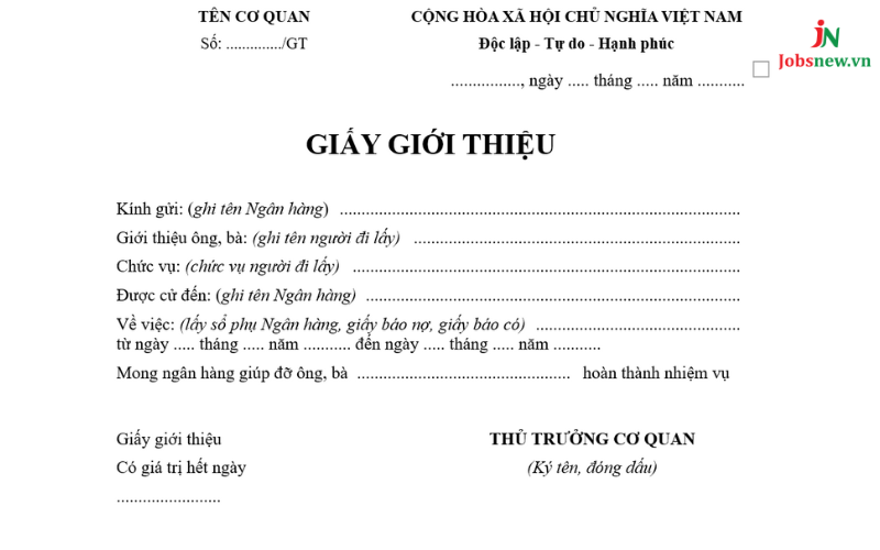 mẫu giấy giới thiệu