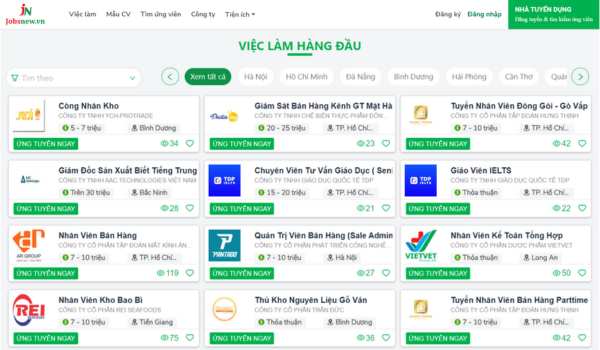 Tìm việc làm hành chính văn phòng tại Jobsnew.vn nhanh chóng dễ dàng